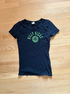 Gilly Hicks Navy Short Sleeve Tee with Lime Green Logo